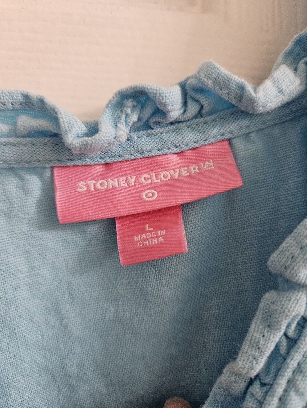 Stoney Clover Lane x Target Blue Ruffle Puff Sleeve Babydoll Mini Dress Linen - Picture 6 of 9